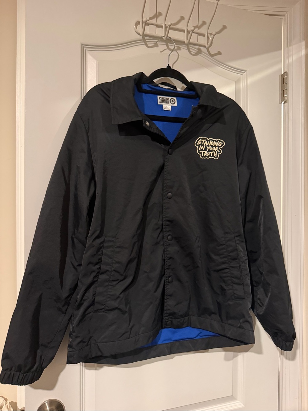 Target Black Windbreaker with Blue Lining - "Standing In Your Truth" Patch